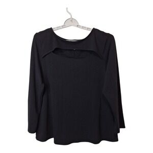 Emerald Womens 3XL Pullover Cut Out Top Black Long Sleeve Sweater Stretch Office